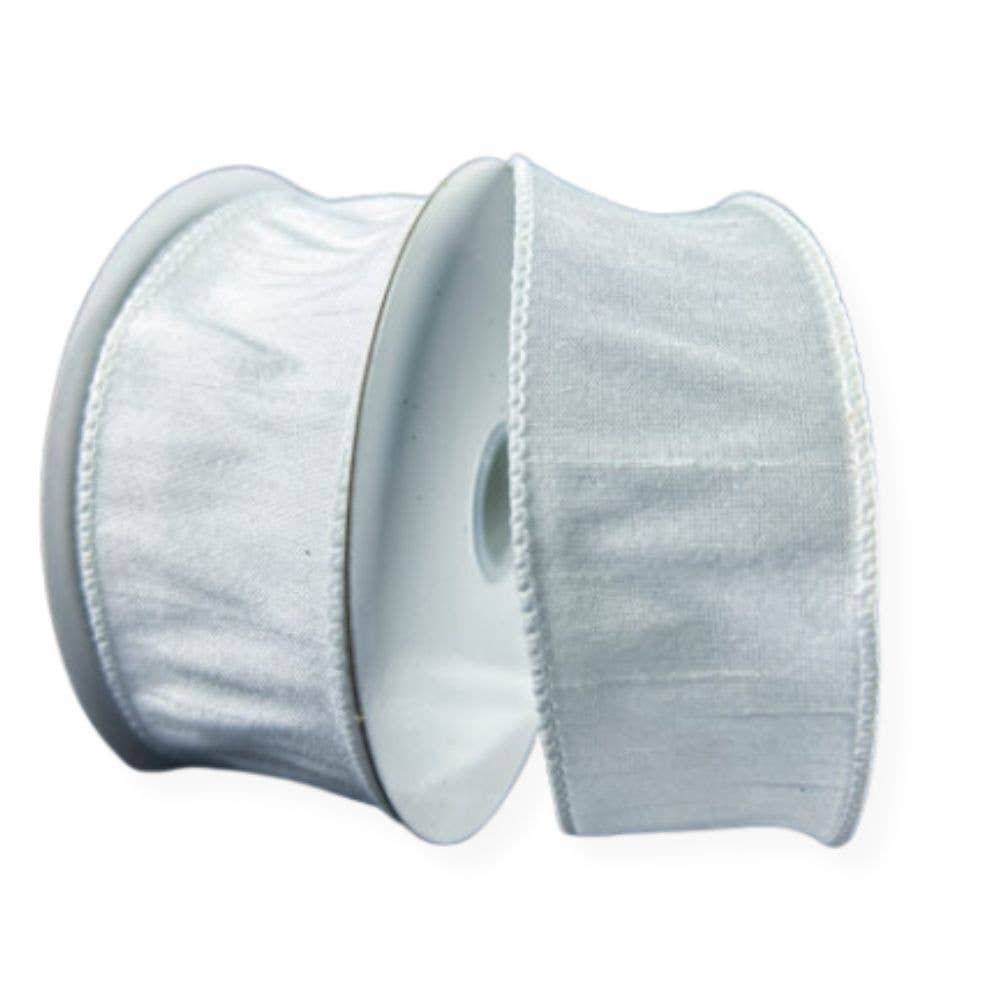 1.5" White Faux Dupioni Wired Ribbon 10 Yards 72434-09-01