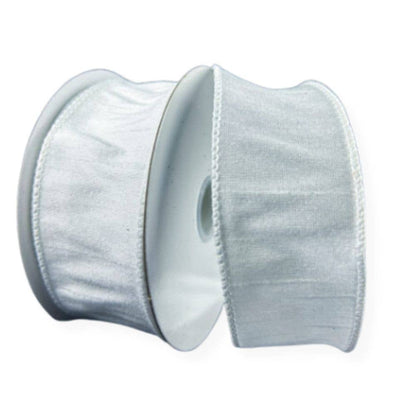 1.5" White Faux Dupioni Wired Ribbon 10 Yards 72434-09-01