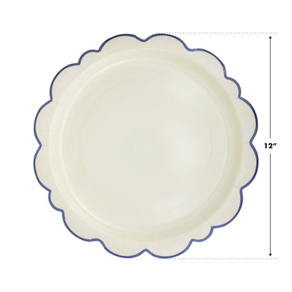 PEM1042 - Pembroke Cream with Blue Edge 12" Paper Plate