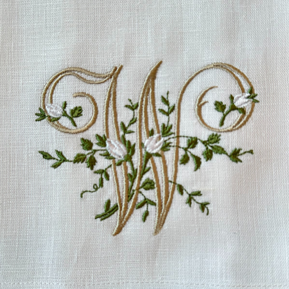 Floral Monogram Linen Towel