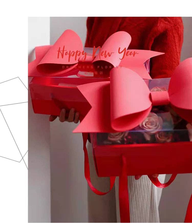 Big Bow Rectangle Flower Box with Clear Lid