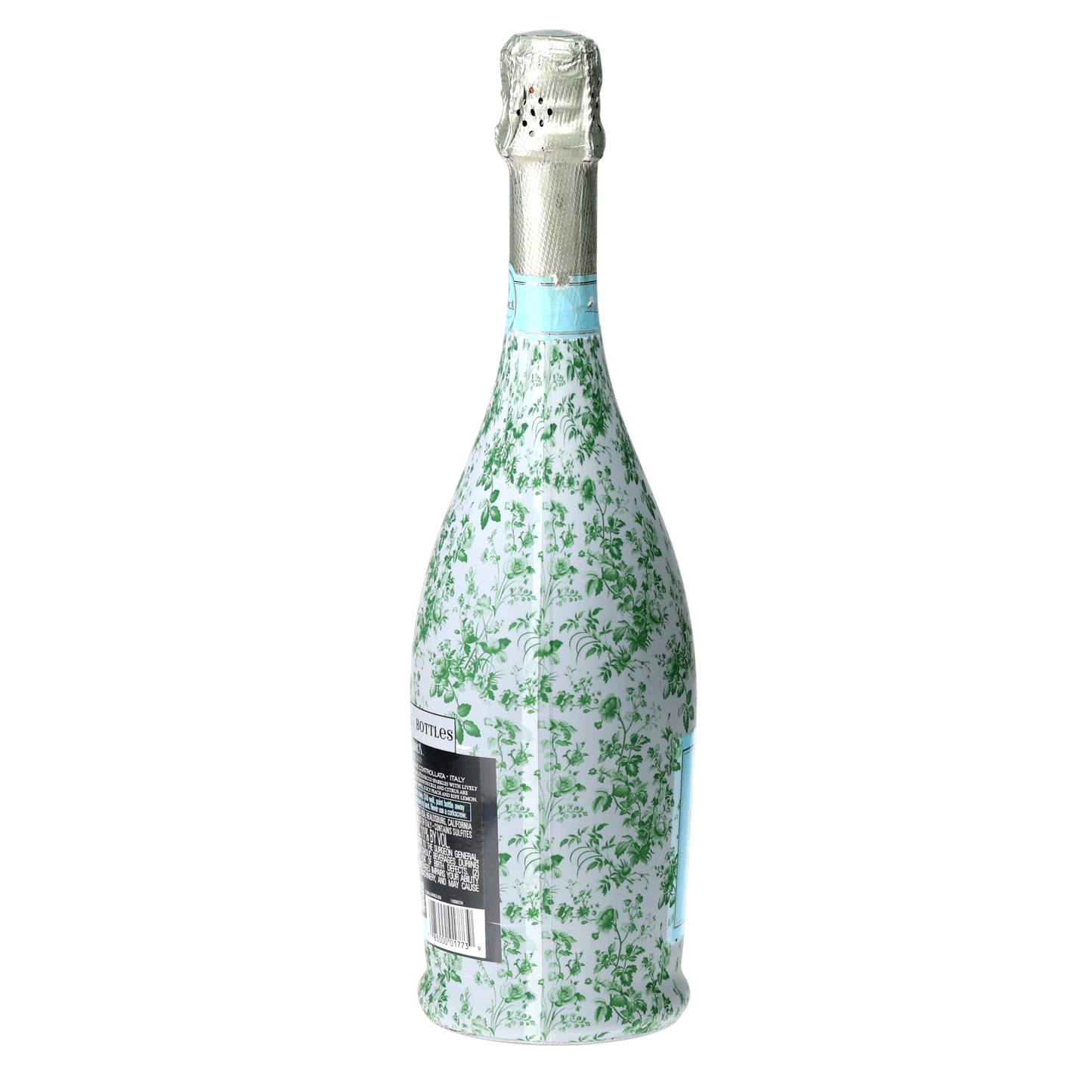 Grandmillennial Green Floral Prosecco Bottle Wrap