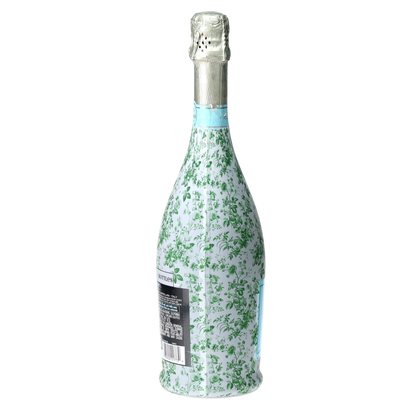 Grandmillennial Green Floral Prosecco Bottle Wrap