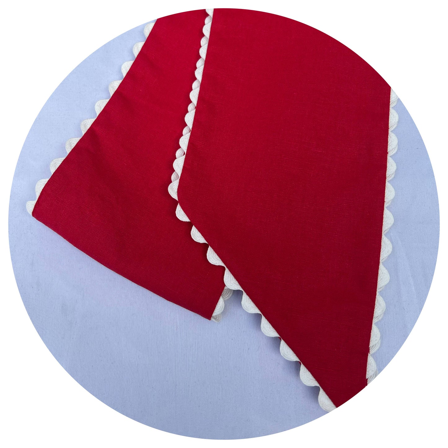 Custom Linen Sashes with Trim 