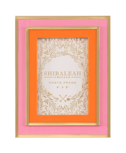 VIVA 4" x 6" LAYERED PICTURE FRAME,PINK AND ORANGE