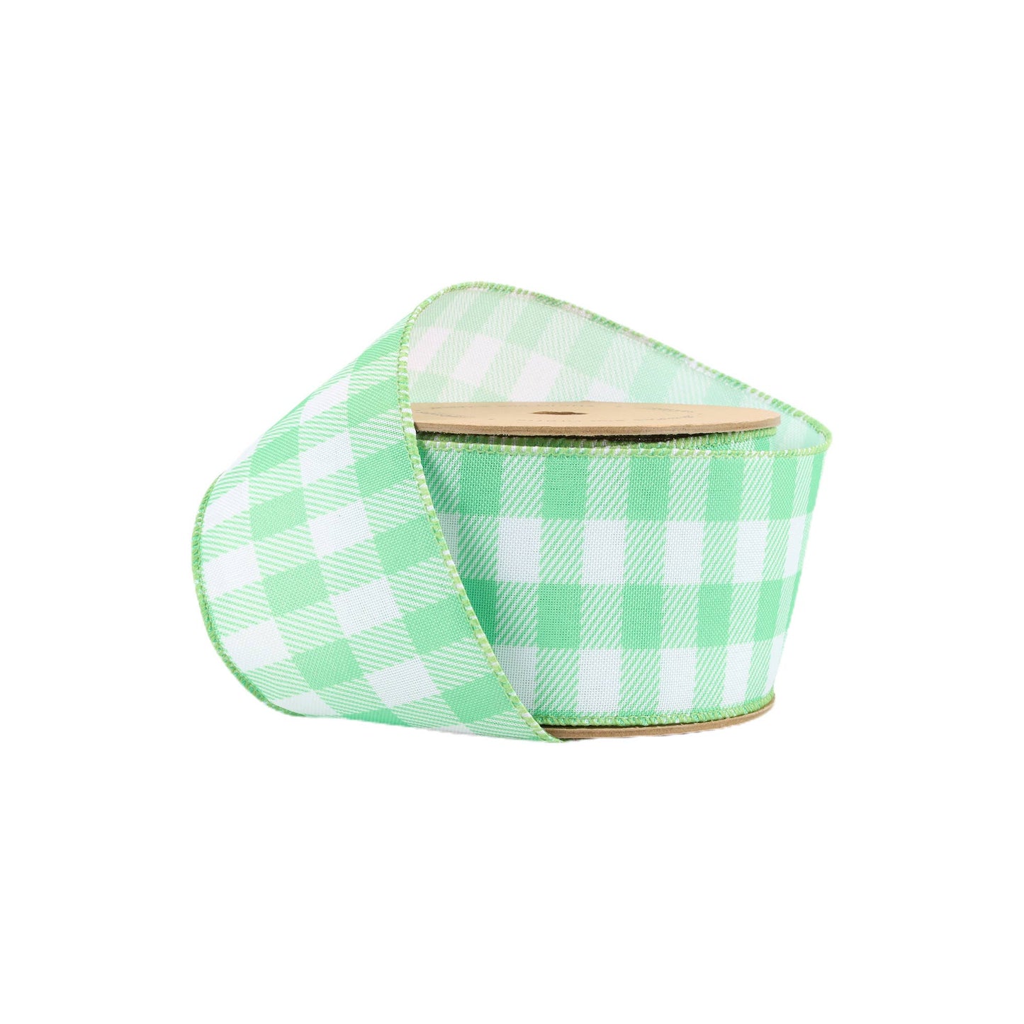 2 1/2" Wired Ribbon | White/Spring Gingham | 10 Yard Roll |
