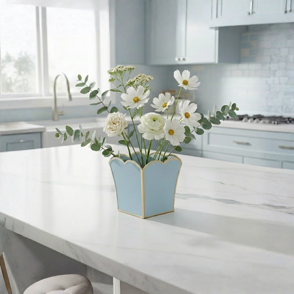 Gracie Scarlett Square Cachepot Planter - Light Blue