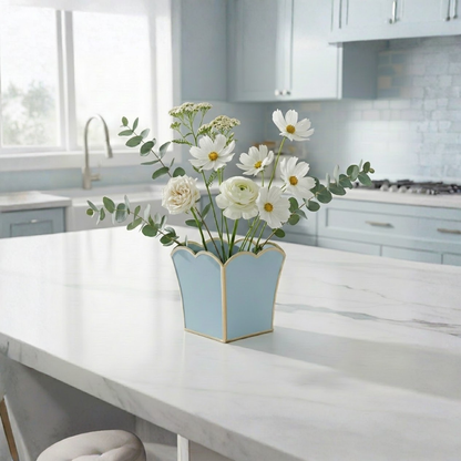 Gracie Scarlett Square Cachepot Planter - Light Blue