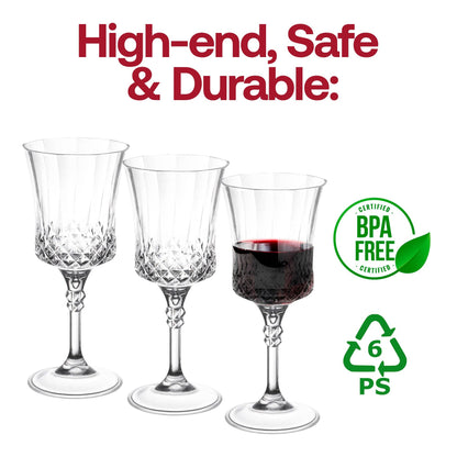 11 oz. Crystal Cut Plastic Wine Goblets - 4 Goblets