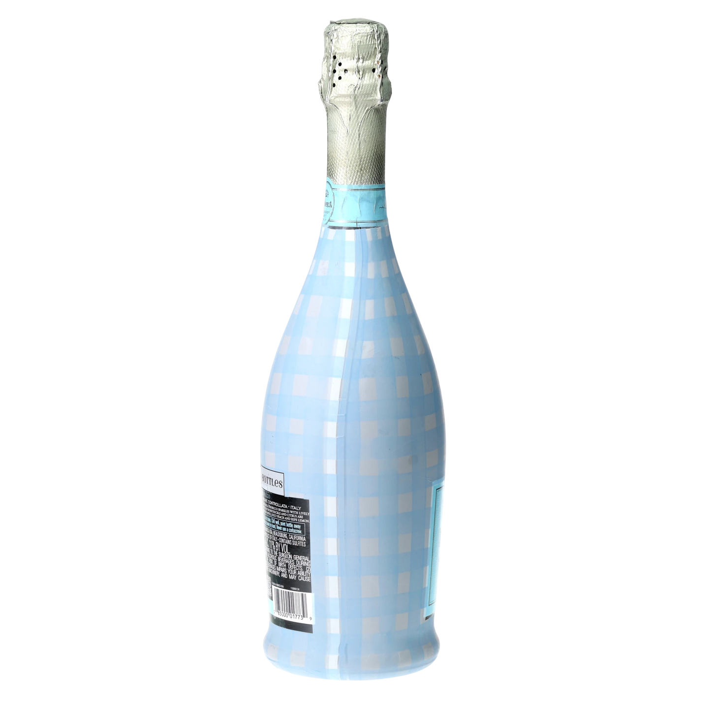 Powder Blue Picnic Gingham Prosecco Bottle Wrap