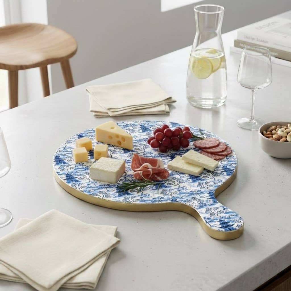 Kyoto Pagoda Charcuterie Board - White & Blue - Large