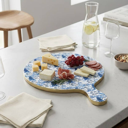 Kyoto Pagoda Charcuterie Board - White & Blue - Large