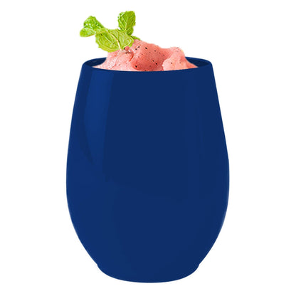 12 oz. Navy Elegant Stemless Plastic Wine Glasses - 16 pcs