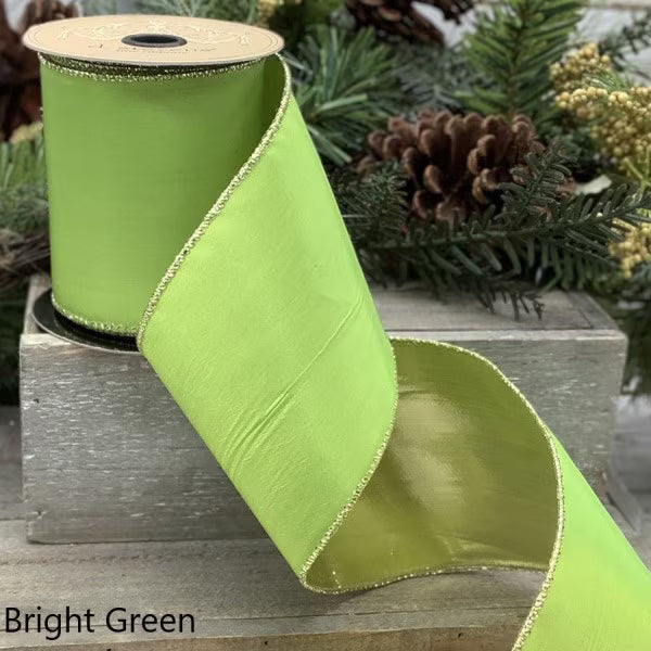 Bright Green-Gold Back Taffeta 4"x10yds