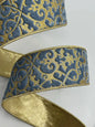2.5" x 10 yards Velvet Glitter Treillage, Dusty Blue