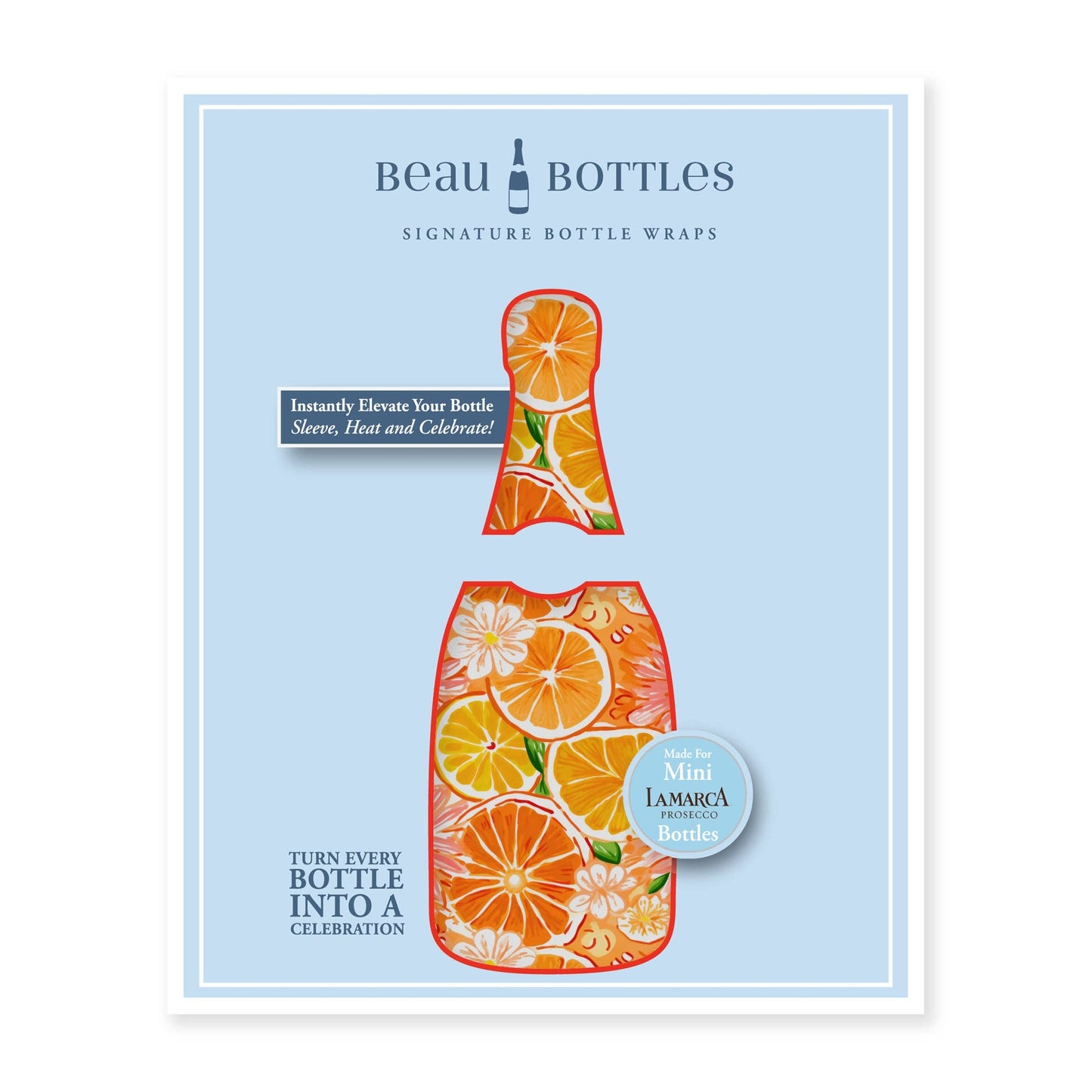 Beau Bottles Preppy Watercolor Oranges - MINI Prosecco Collection - Six Pack