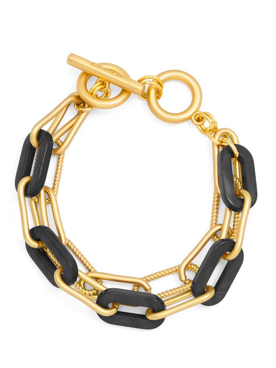 Marbled Resin Link Layered Toggle Bracelet
