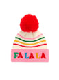 "FA LA LA" STRIPED BEANIE, PINK