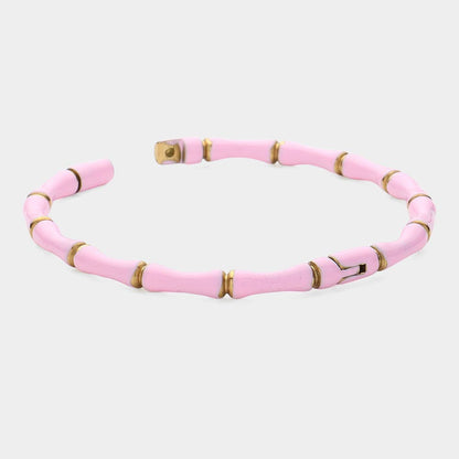Enamel Bamboo Hinged Bangle Bracelet