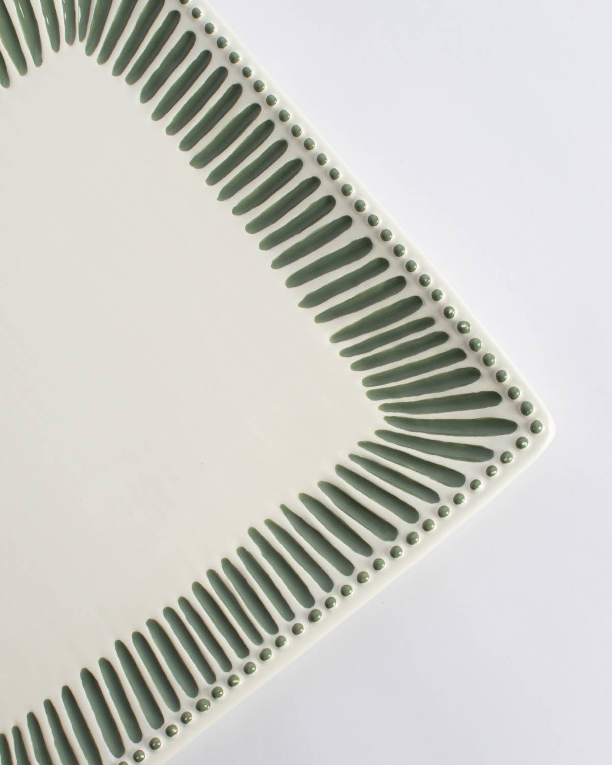 Ava Square Platter  White/Green   11.5x11.5