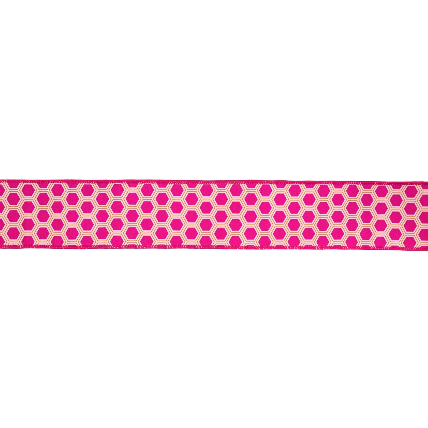 2 1/2" Wired Dupioni Ribbon | Pink/Orange Hexi w/ Pink Backing | 10 Yard Roll
