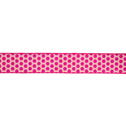2 1/2" Wired Dupioni Ribbon | Pink/Orange Hexi w/ Pink Backing | 10 Yard Roll