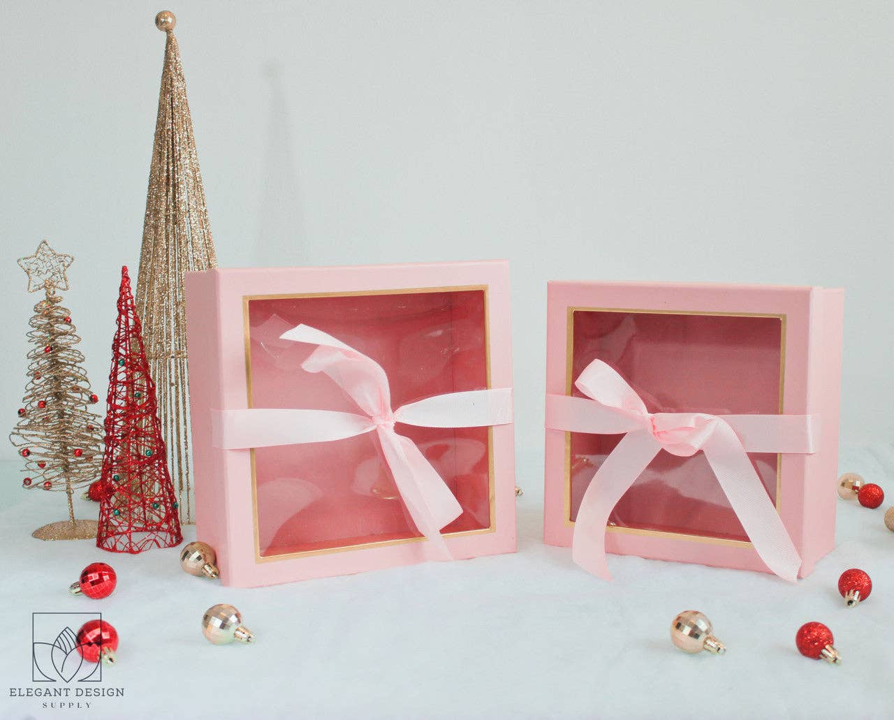 Square Gift Box with Clear Lid and Ribbon - Various Colors - For Luxury Flower/ Gift / Chocolate Strawberry Arrangements