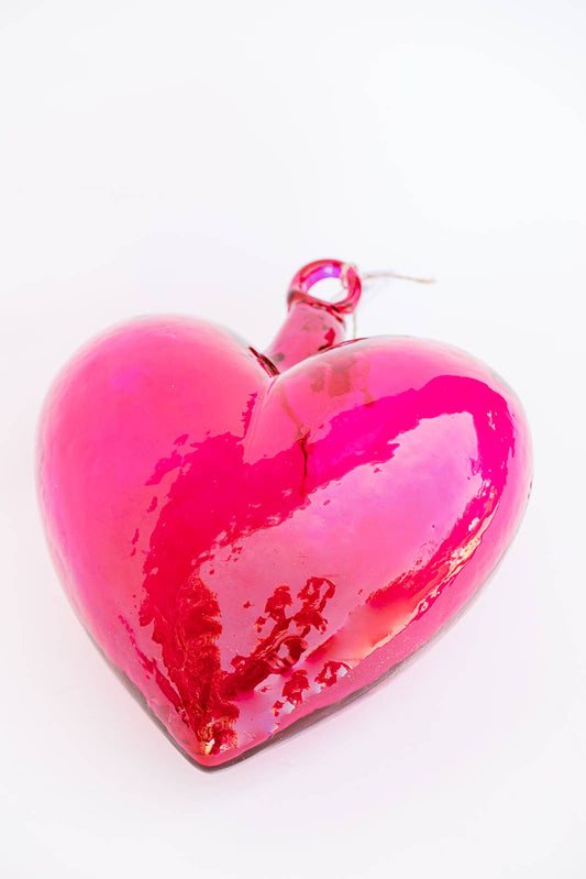 Blown Glass Heart - Pink - Small