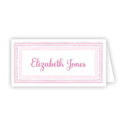 Handpainted Delicate Pink Border Placecard