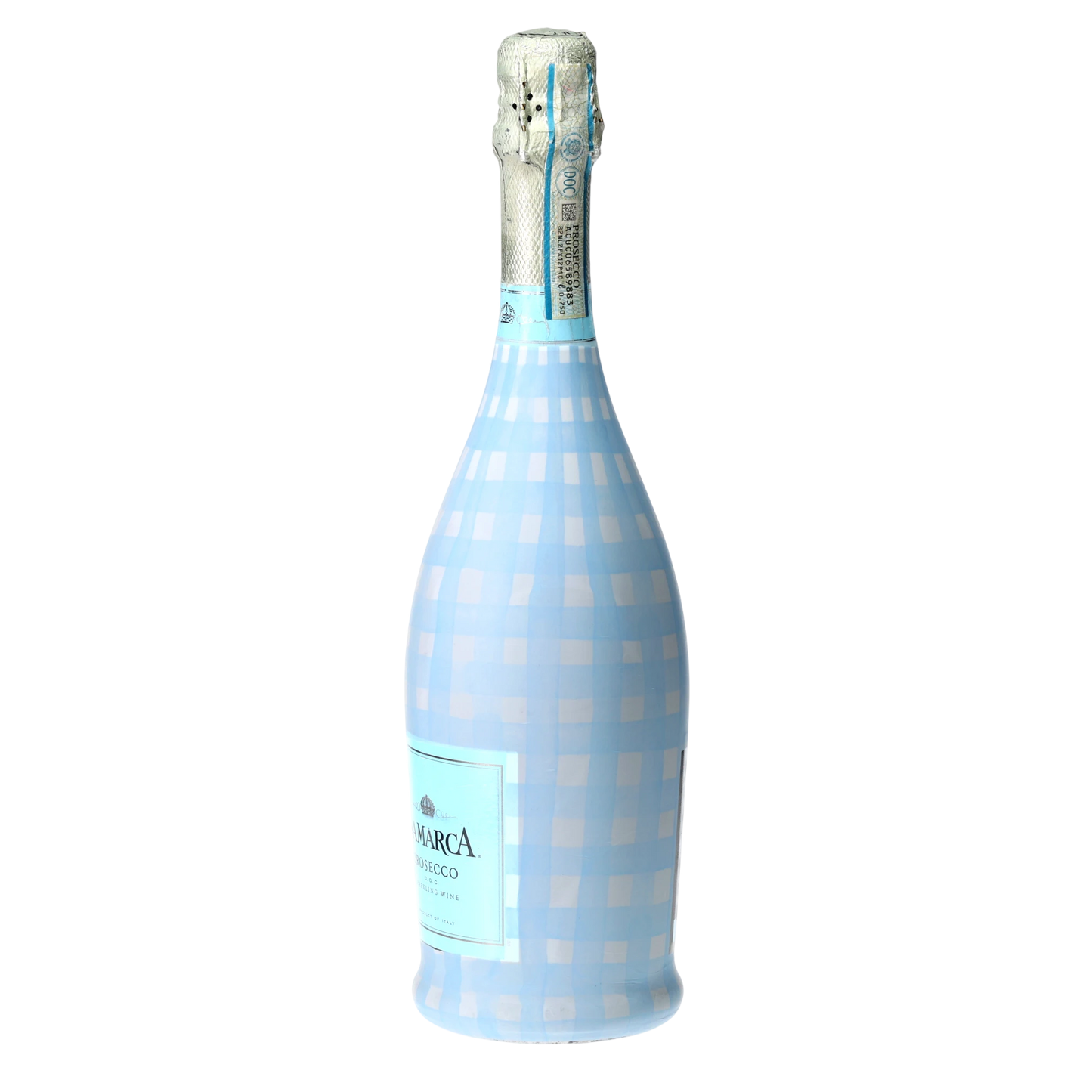 Powder Blue Picnic Gingham Prosecco Bottle Wrap