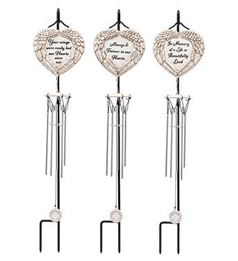 Sympathy Heart Shaped Chimes Stake