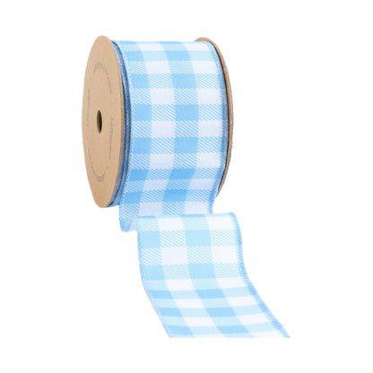2 1/2" Wired Ribbon | White/Spring Gingham | 10 Yard Roll |