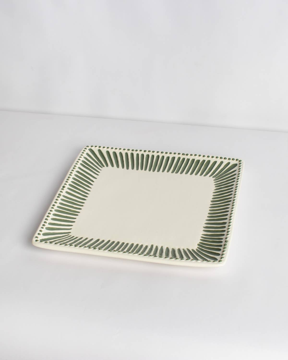 Ava Square Platter  White/Green   11.5x11.5