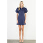 Puff Sleeve Button Up Suede Dress
