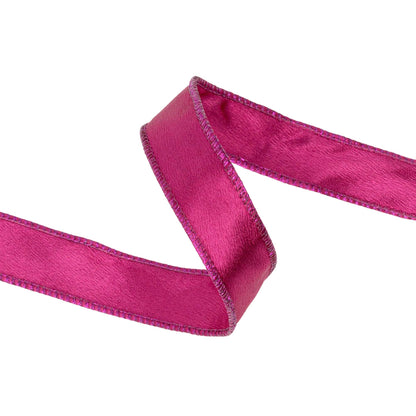 1" Wired Shimmer Satin Ribbon | Fushia with Fushia Backing | 10 Yard Roll