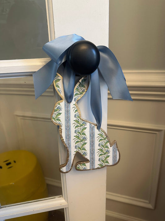 Floral Stripe Handmade Bunny Door Hanger - 8”