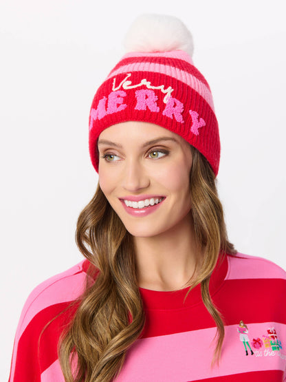 "VERY MERRY" BEANIE, RED
