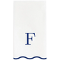 F Initials Letter Monogram Paper Napkins - Blue and White Scalloped
