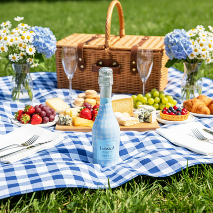 Powder Blue Picnic Gingham Mini Prosecco Wraps (3-Pack)