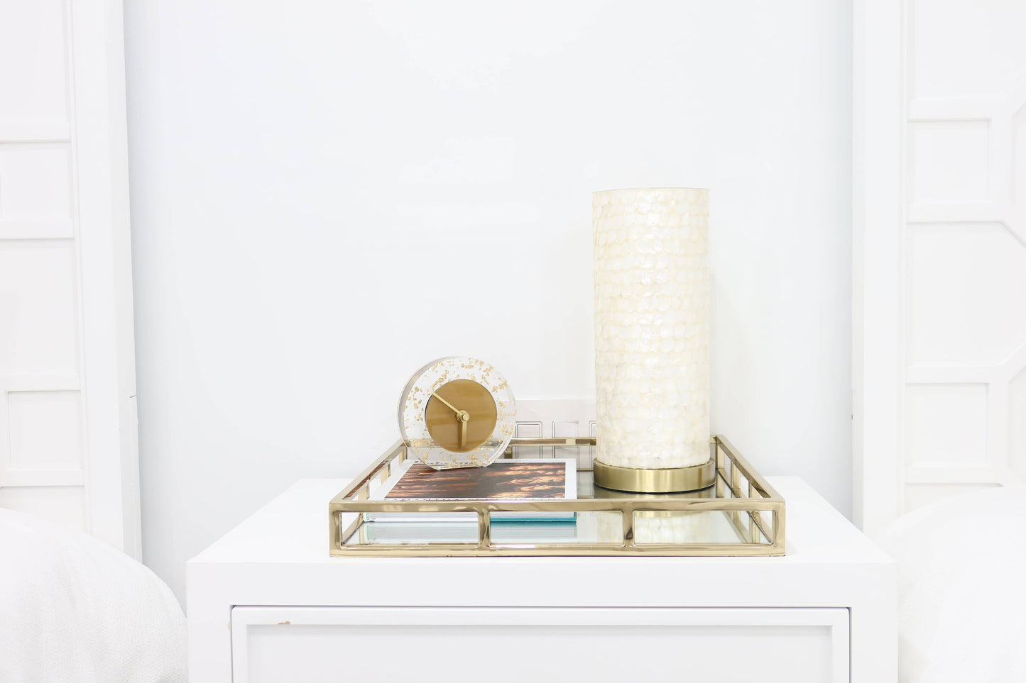 16" Square Mirror Tray- Gold
