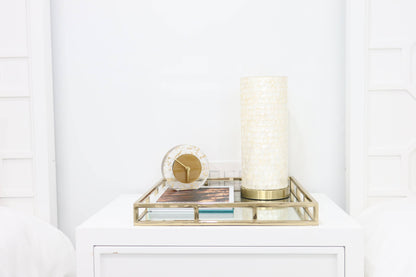16" Square Mirror Tray- Gold