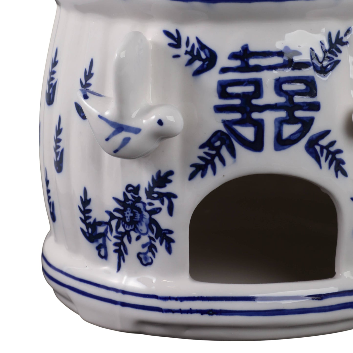Bird House - White/Blue Chinoiserie Large Pagoda, 8 in.