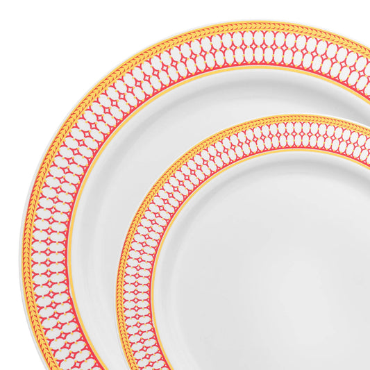 White Red Gold Chord Rim Dinnerware