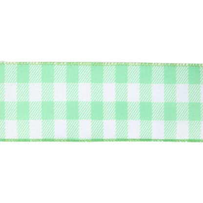 2 1/2" Wired Ribbon | White/Spring Gingham | 10 Yard Roll |