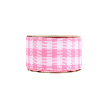 2 1/2" Wired Ribbon | White/Spring Gingham | 10 Yard Roll |