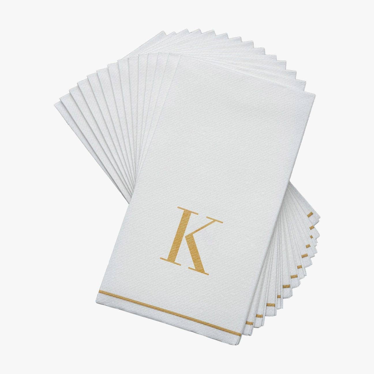 K Gold Monogram Paper Disposable Dinner Napkins | 14 Napkins