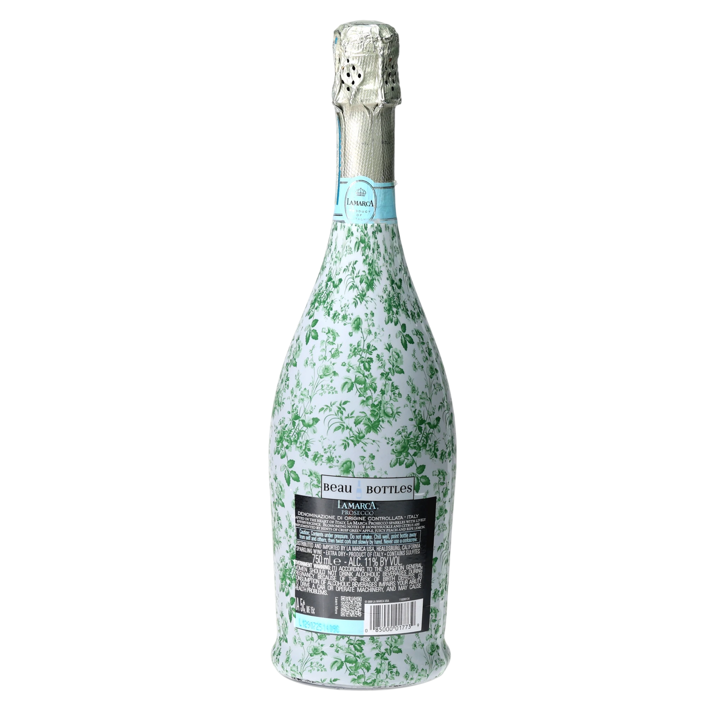 Grandmillennial Green Floral Prosecco Bottle Wrap