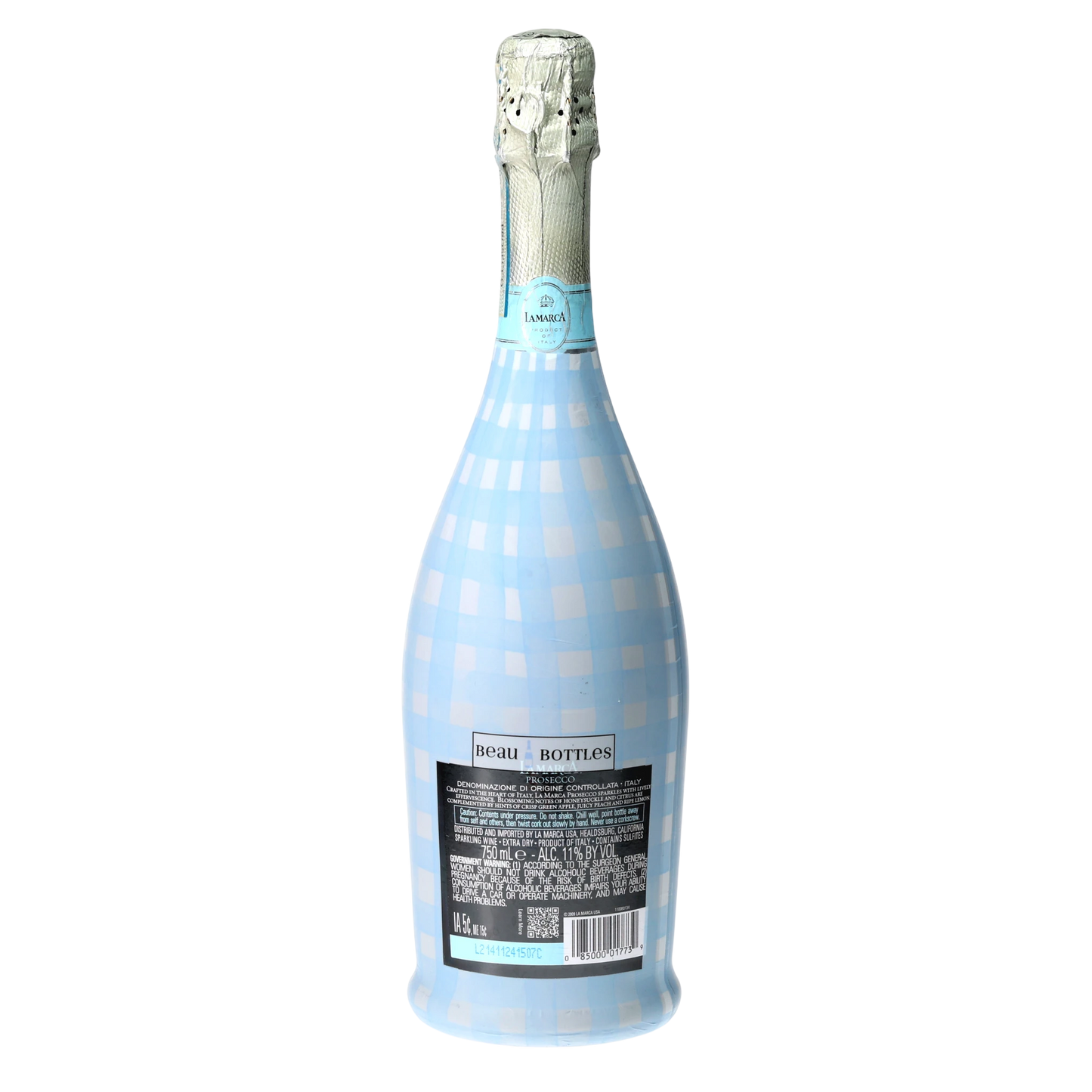 Powder Blue Picnic Gingham Prosecco Bottle Wrap