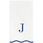 J Initials Letter Monogram Paper Napkins - Blue and White Scalloped