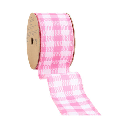 2 1/2" Wired Ribbon | White/Spring Gingham | 10 Yard Roll |